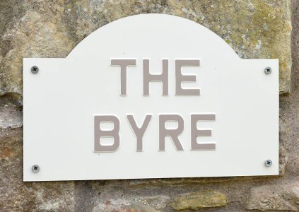 The Byre sign at Woodside in Fife