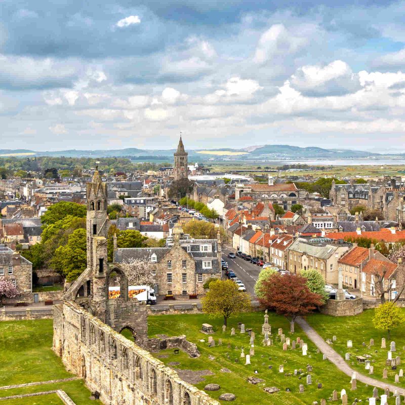 Aerial view of St Andrews in Fife