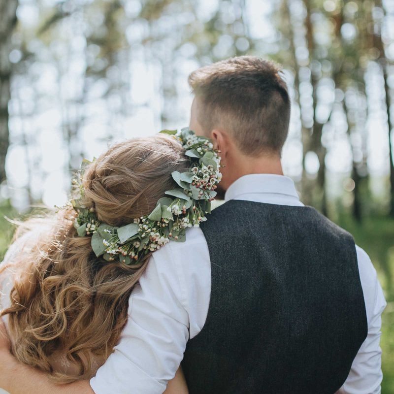 Bride and Groom in the woods